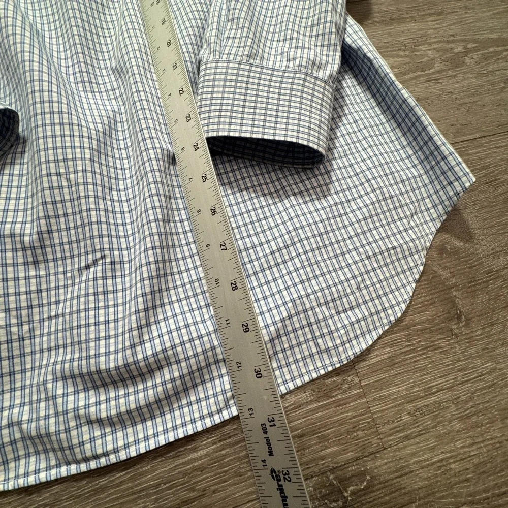 Banana‎ Republic Shirt Mens M Blue Cotton Non-Iron Classic Fit Check Business